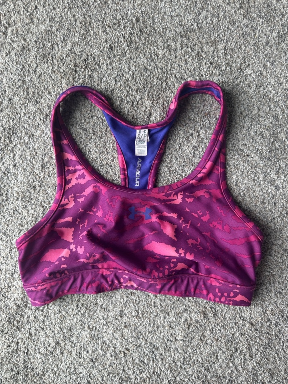 Under Armour Women's Pink and Purple Camo Racerback Sports Bra